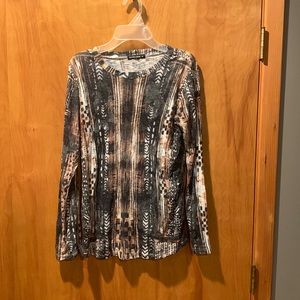 David Cline Long Sleeve Printed Tee in Black and Brown